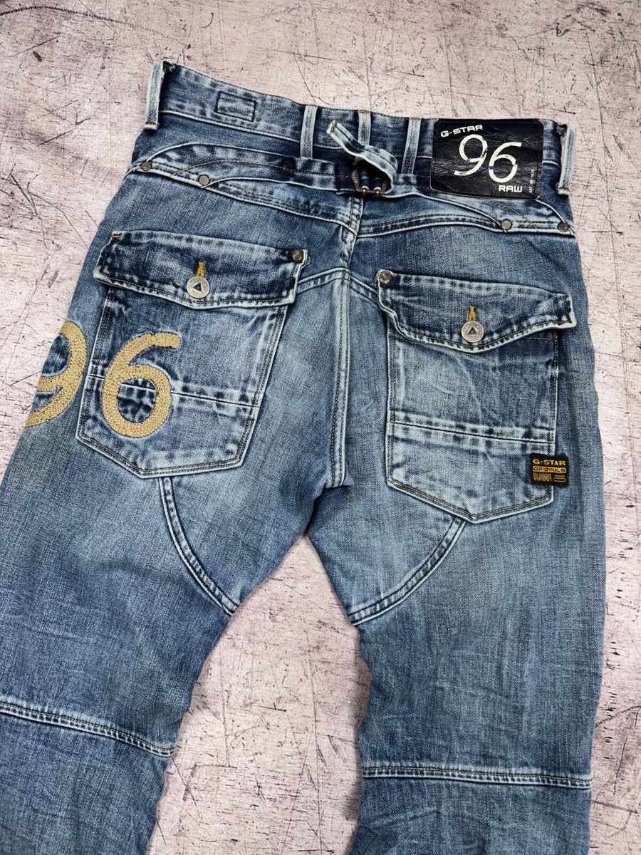 G Star Raw Vintage Mens Elwood Tapered Denim Pants Double Knee
