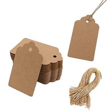 SallyFashion 100pcs Kraft Paper Gift Tags with String, Medium, Brown