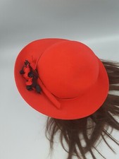 Peter Bettley Hut Vintage Look formell rot Damen mit schwarzen und roten Blumen gebraucht