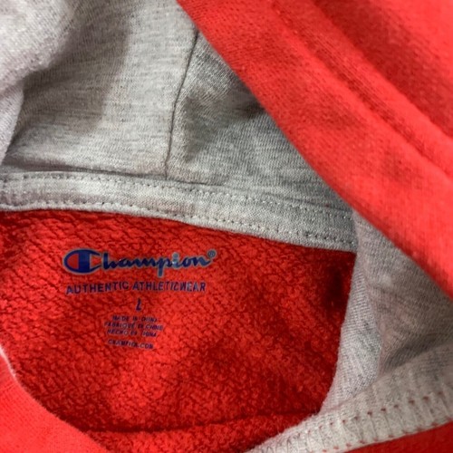 Champion Suéter Juvenil L Grande Rojo Azul Logo Sudadera con Capucha Pullover - Imagen 7 de 11