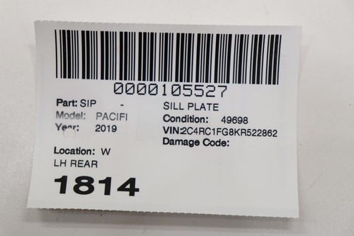 2017 - 2025 CHRYSLER PACIFICA REAR LEFT DOOR SILL PLATE OEM 5SP27PD2AF GRAY_H7XP - Picture 8 of 8