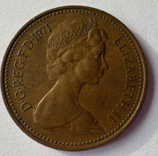 1971 Great Britain 1 New Penny Coin Queen Elizabeth II