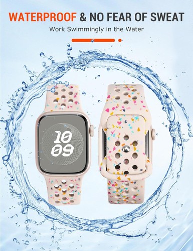 Sport Band Soft Breathable Silicone Strap For Apple Watch Ultra 9 8 7 SE 6 5 4 3 - Zdjęcie 57 z 66
