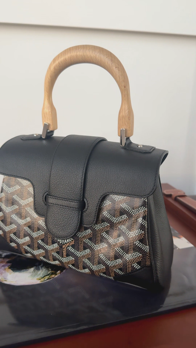 美品【GOYARD】ブラック レザー SAIGON ミニ ハンドバッグ NEW Goyard Saigon Souple Mini Bag in Black Palladium HW with