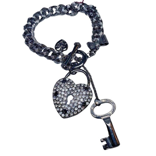 Betsey Johnson Designer Crystal Square Heart Love Silver  display picture 2