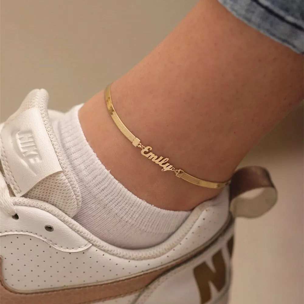 Stainless Steel Customized Leg Bracelet Chain Personalized Custom Name Anklet