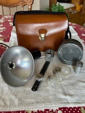 Vtg KODAK Camera Flash Holder -w Ext.--LEATHER Case-BULBS-Film Canisters
