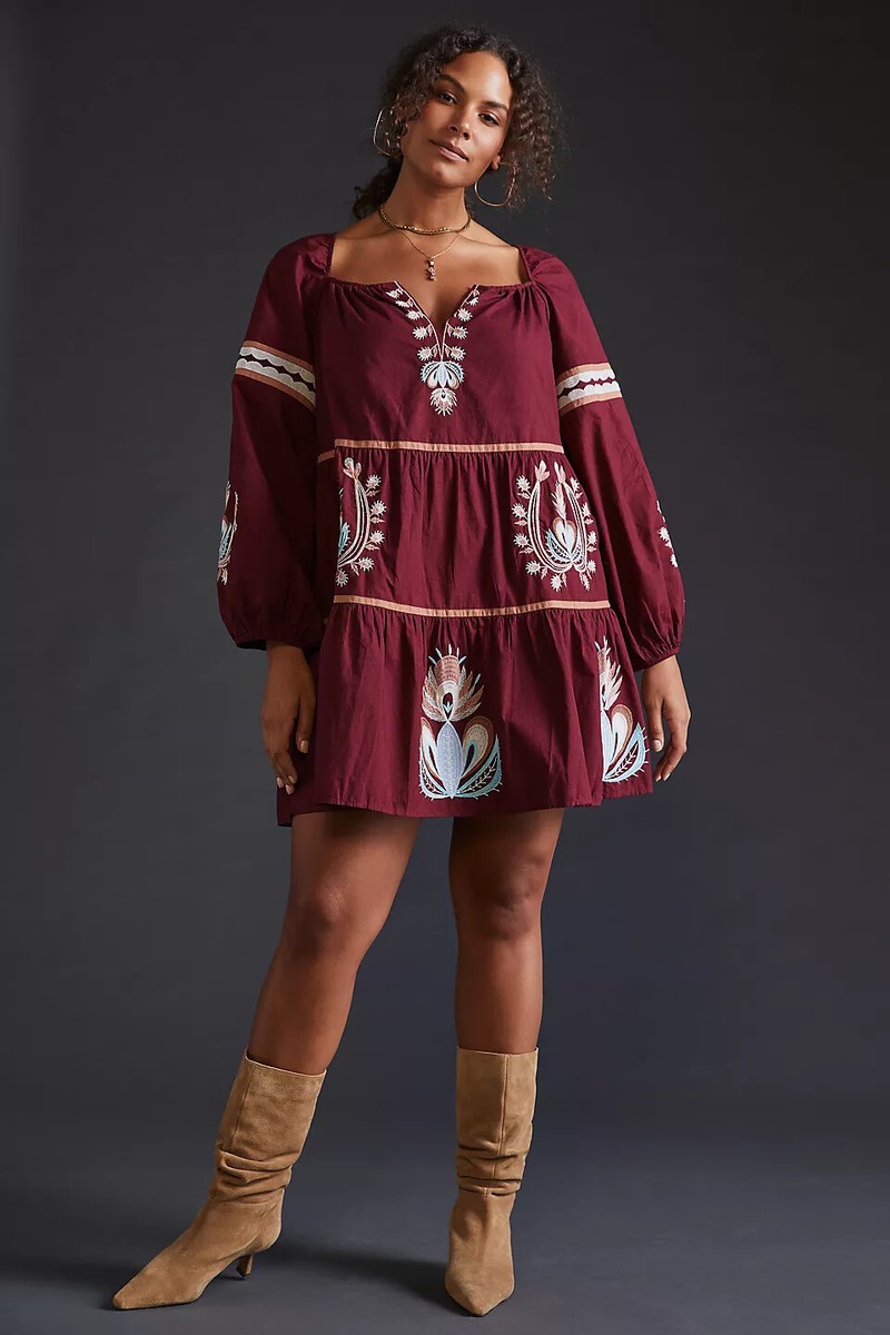 let me be embroidered tunic dress Bennett Tunic Dress Botanica Blue / xl main image 1