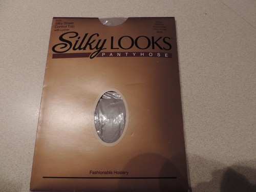 Silky Looks Pantyhose Silky Sheer Control Top Sandalfoot Size Small Granite