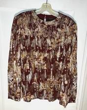 Anthropologie Vineet Bahl Angeline metallic Blouse Burgundy Gold Size L. d498