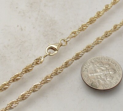 18'' Technibond gedrehtes Seil Kette Halskette 14K Gelbgold plattiert massives Silber