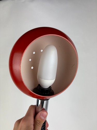 Lampe de Bureau Col de Cygne Flexible Rouge et Chrome en Métal Laqué Vintage, 80 - Picture 7 of 24