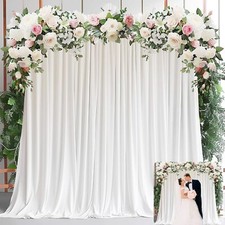 10x10ft White Backdrop Curtain for Parties Wedding Baby Shower Curtain Backdr...