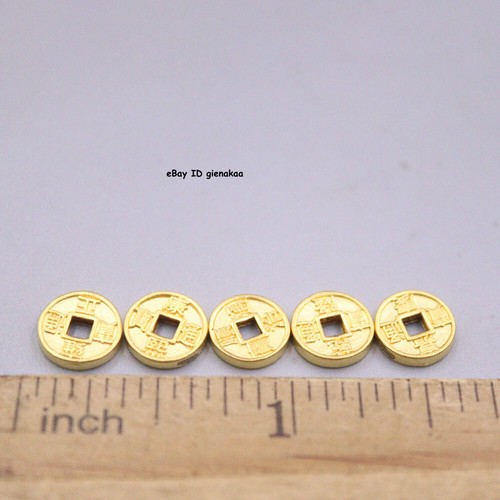 1pcs Fine Pure 999 24K Yellow Gold Women 3D 8mm Lucky Five Emperors Coin Pendant - Picture 3 of 4