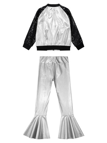 Kids Girls Tops With Trousers Hippie Jacket With Bell-bottoms Pants Sequin Rock - Picture 26 of 117