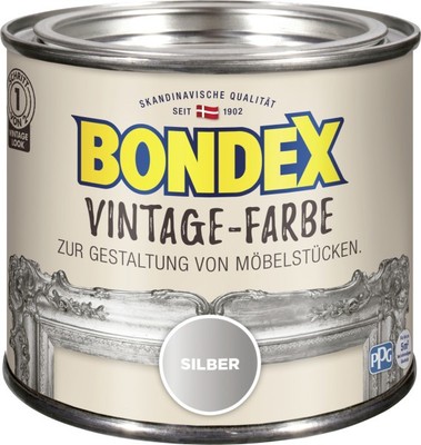 Bondex Vintage-Holzfarbe silber 375 ml Vintagefarbe Möbelfarbe Holzschutzfarbe