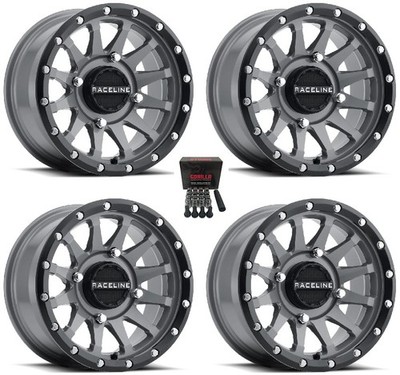 Raceline Trophy ATV Wheels/Rims Grey 14'' Honda Rincon Rancher (4)