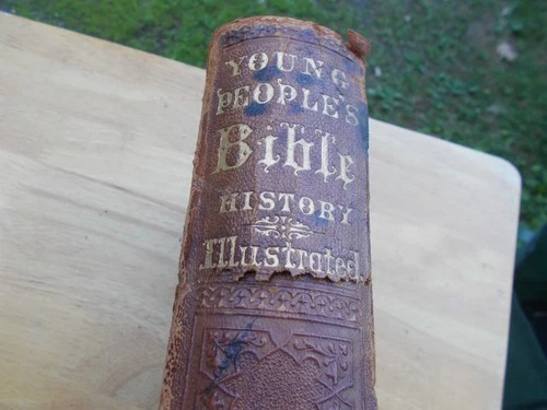 vtg 1871 1800s ILLUSTRATED Young People's Bible History book MAP APPENDIX Conn