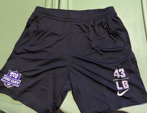 Nike Dri-FIT TCU Horned Frogs Player Team Issue LB #43 2026 Pro Day Shorts Sz L 