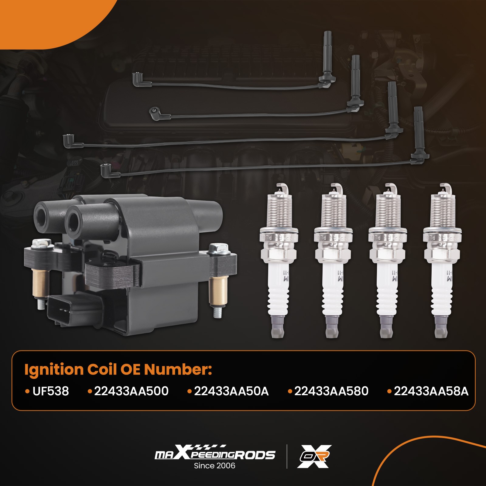 Ignition Coil & Spark Plugs & Wires For 2005-2008 Subaru Forester 2.5L UF538