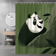 Panda in Bamboo Green Shower Curtain Graphic Print