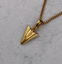 Gold Arrowhead Pendant Chain Necklace Mens Small Pendant Necklace Gift