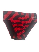 Speedo Endurance Swim Brief Mens Size 28 Speedo Red Black Print NWT