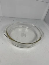 Vintage 1940's PYREX #221 Clear 8.5" Baking/ Cake Dish, Tab Handles, Button TM