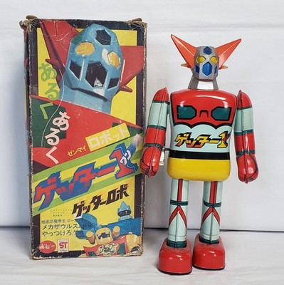 Original 1974 POPY Getter Robo One Vintage Tin Wind Up Works + Box Used VIDEO
