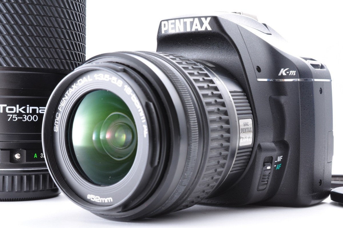 Pentax K-m Digital SLR Camera 10.2 MP Double Lens Black Exc+5 From