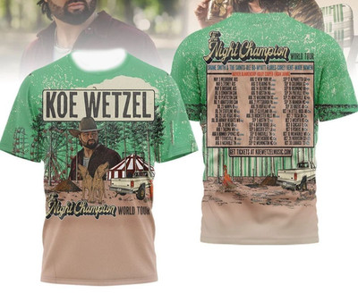Koe Wetzel The Night Champion World Tour AOP 3D T-Shirt