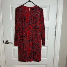 MSK Women’s Red And Black Paisley Long Sleeved Dress Size Large
