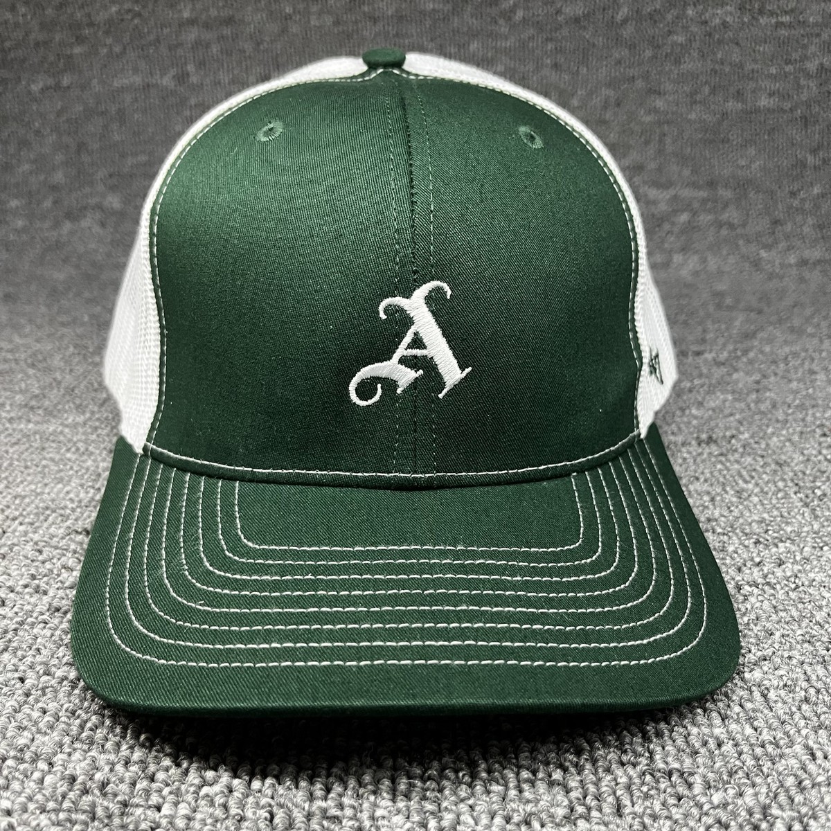 47 Brand Trucker Snapback Hat Green White Mesh Letter A Adjustable Cap