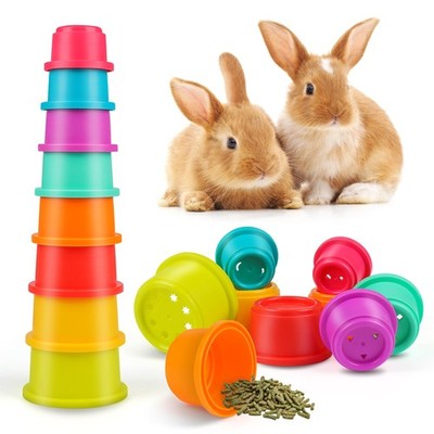 Bunny Toys, Stacking Cups for Rabbits, 8PCS Stackable Plastic Pet Nesting Sna...