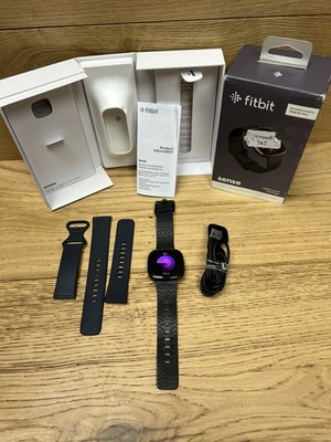 FitBit Sense 41mm schwarz Smartwatch Fitnesstracker Stress Schlaf Monitor OVP 