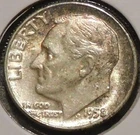 Silver Dime - Roosevelt - 1958 (Spotty tarnish) [Set break]