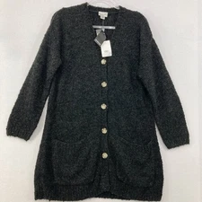 New Avenue size 16 Black Fuzzy Soft Comfy Button Tunic Cardigan