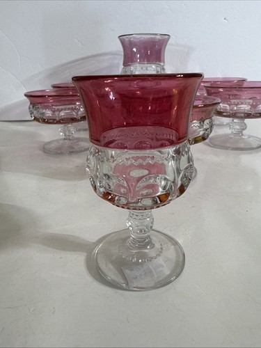 7er Set Vintage Kings Crown Rubinrot Flash Daumenabdruck Kelche & Dessertschalen - Bild 3 von 7