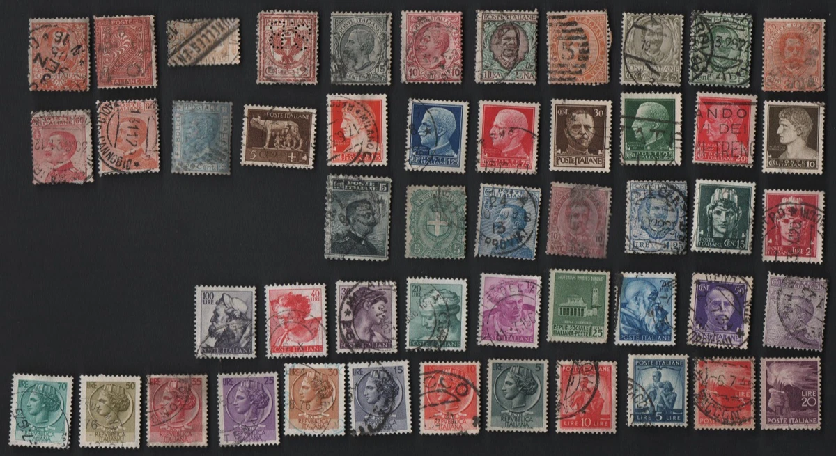 Italien, 50 verschiedene Briefmarken gestempelt,meist vor 1950,Satzteile,Lot
