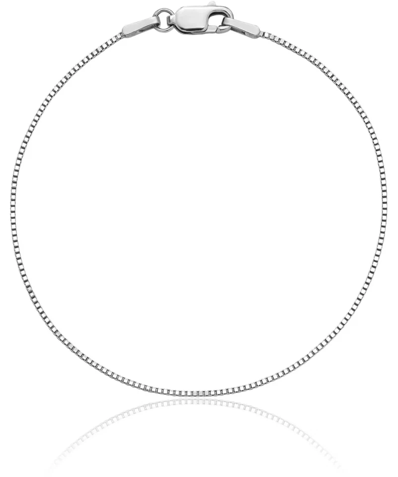 10K Solid White Gold 0.9mm Box Link Chain Bracelet - Image 3 of 4