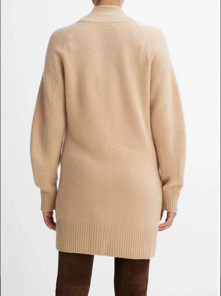  Cárdigan suéter largo Vince mezcla de cachemir y lana para mujer talla grande beige crema Foto 2 de 4