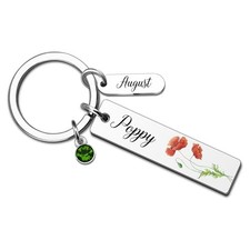 Birthday Gifts for Women Birth Flower Keychains Birthstone Keychain Agust Poppy