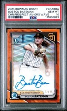2024 Bowman Draft Boston Bateman 1st Orange Wave Auto /25 SD Padres PSA 10
