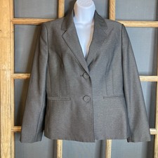 Le Suit Women's Gray 2 Button Blazer Size 10P 19x25 100 Polyester