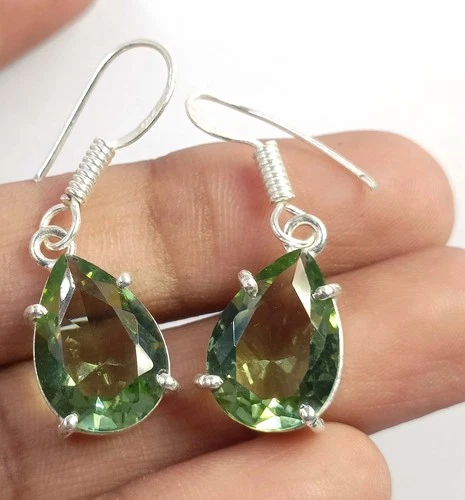 17.65 Ct Natural Green Peridot Earring Pear Shape 925 Silver IGL Loose Gems 6LHB