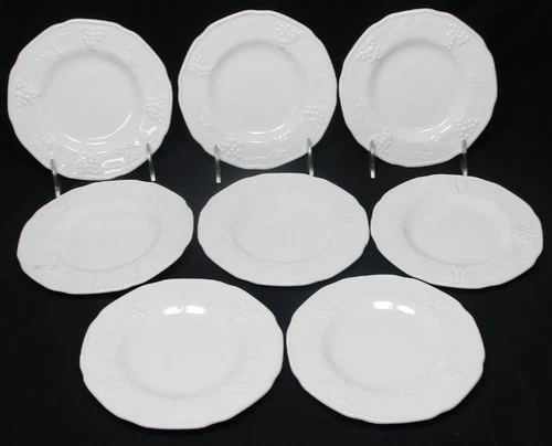 8 vintage 1960's Colony Harvest Grape milk glass 8" lunch/salad plates