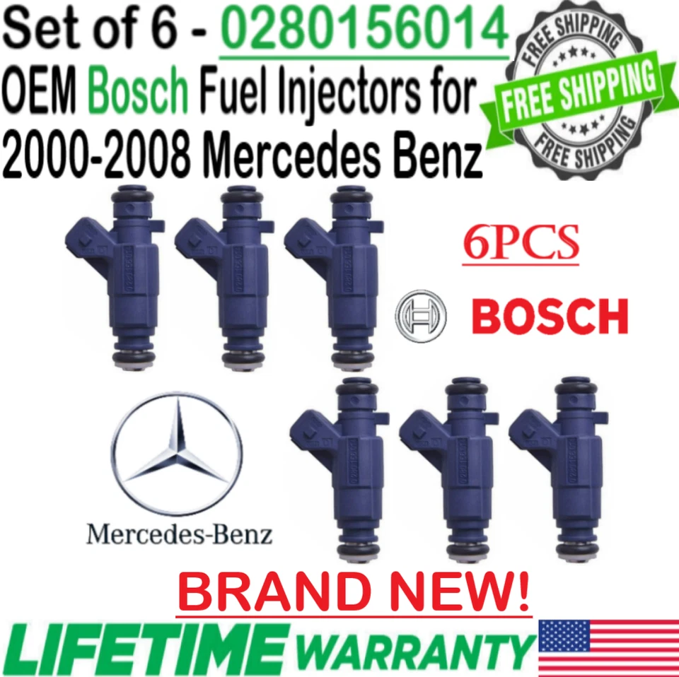 NEW OEM x6 Bosch Best Upgrade Fuel Injectors for 2002-05 Mercedes Benz C320 3.2L — 第 2/4 张图片
