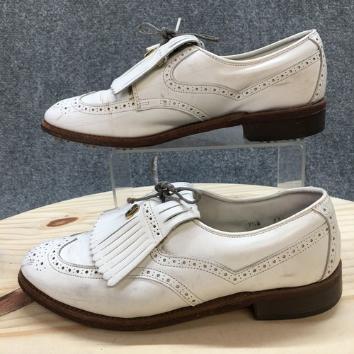Footjoy Shoes Mens 7.5B Golf Cleats Sneaker White Leather Fringe Lace Up Comfort - Picture 5 of 22