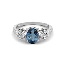 1.5Ct Oval Natural London Blue Topaz 925 Sterling Silver Solitaire Celtic Ring