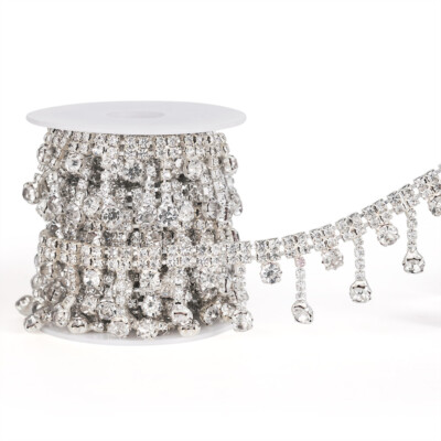 5,9 Fuß (1,8 m)/Rolle Glas Strass Borten 5 mm Kristall Tasse Quaste Ketten